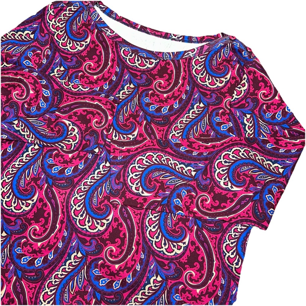 Lands' End Purple & Red Paisley Cotton Long Sleeve Shirt Women's XLT Tall